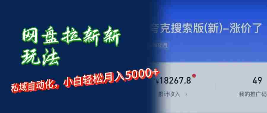 网盘拉新+私域运营，小白轻松月入5000+！